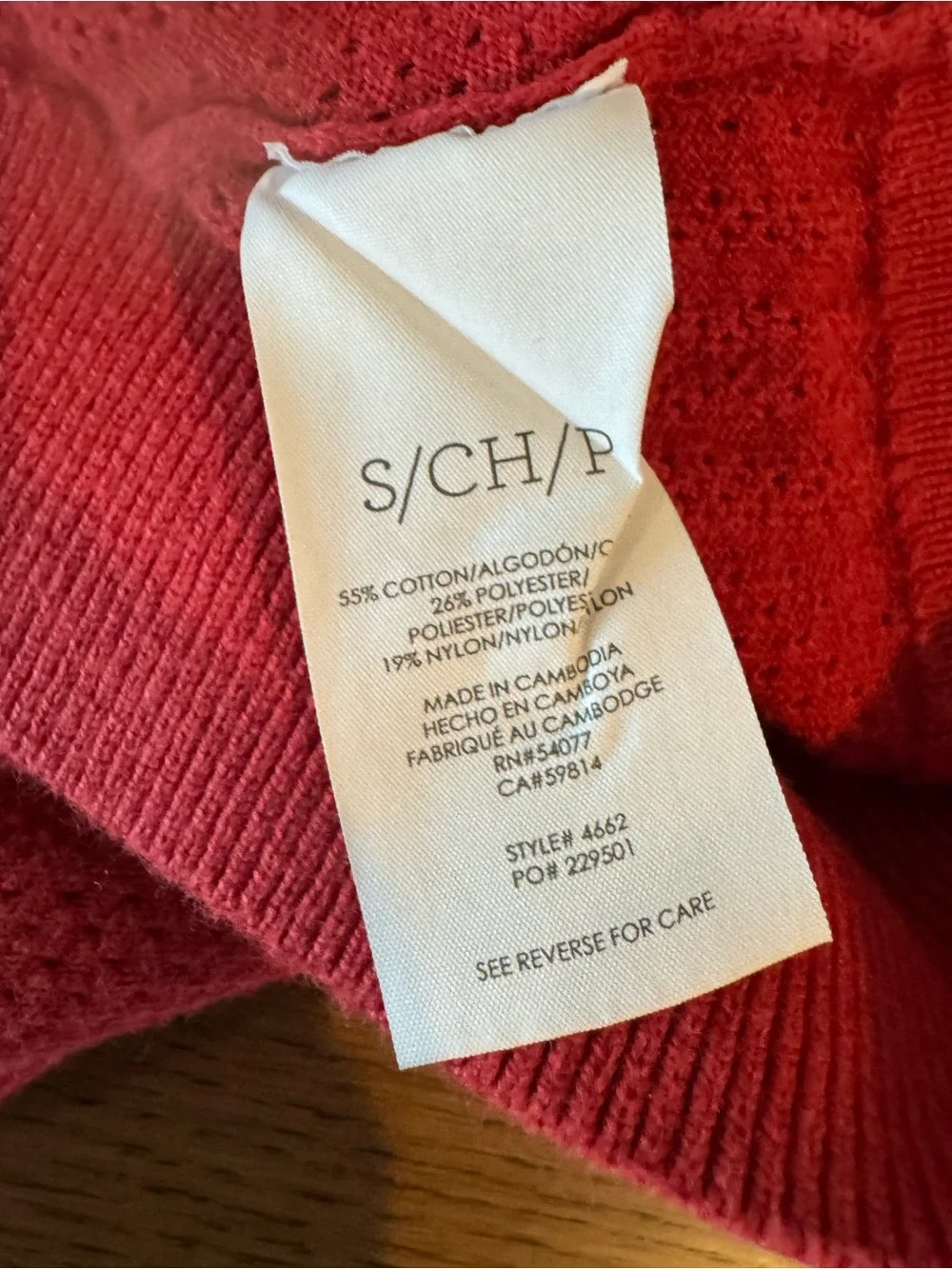 Cabi Athena Crimson Pointelle V-Neck Pullover
